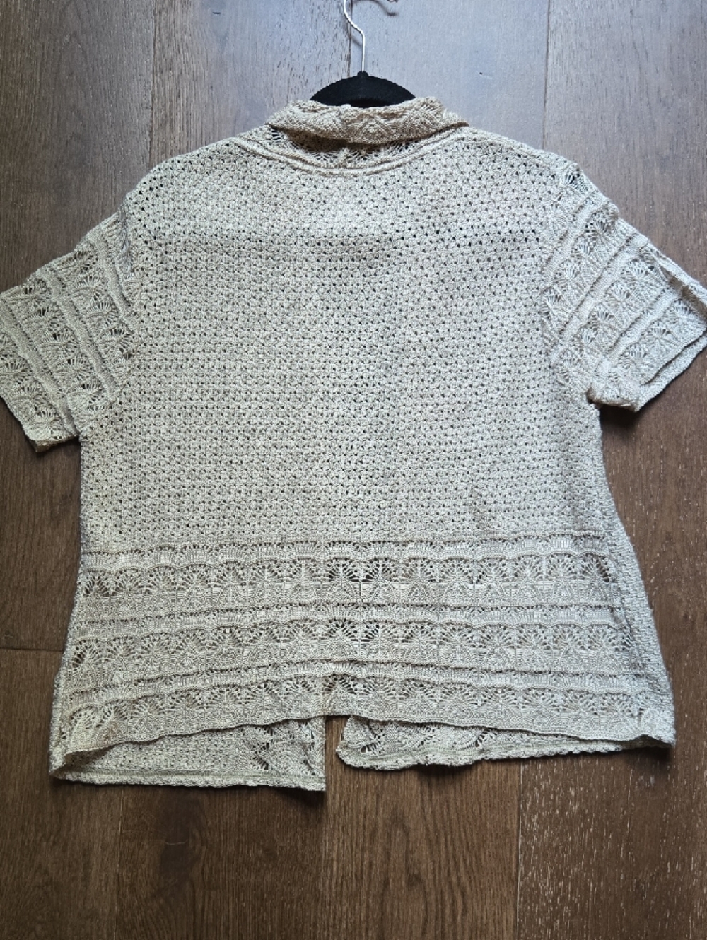 Sunny Leigh Beige Crochet Open-Front Cardigan - Picture 4 of 4